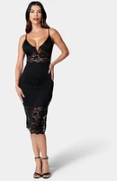 Bebe Women's Lace-Up Back Midi Dress
