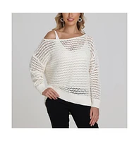 525 Women's Cindy Wide Neck Open Stitch Pullover