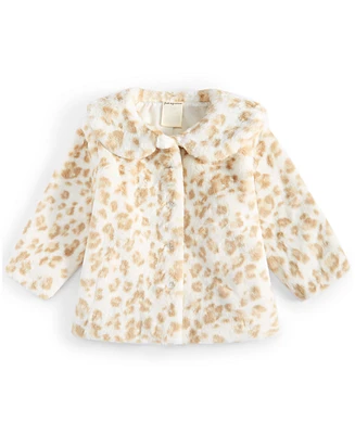 First Impressions Baby Girls Faux-Fur Leopard-Print Coat, Created for Macy's