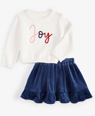 First Impressions Baby Girls 3-Pc. Joy Sweater, Velour Skirt & Panty Set, Created for Macy's