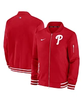 Nike Men's Red Philadelphia Phillies Authentic Collection Full-Zip Bomber Jacket