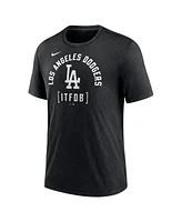 Nike Men's Heather Black Los Angeles Dodgers Swing Big Tri-Blend T-Shirt