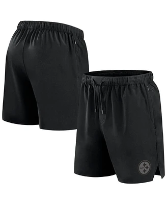 Fanatics Signature Men's Black Pittsburgh Steelers Front Office Woven Shorts