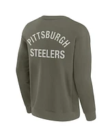 Fanatics Signature Men's and Women's Olive Pittsburgh Steelers Super Soft Pullover Crew Sweatshirt