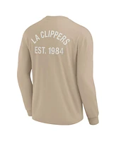 Fanatics Signature Men's and Women's Khaki La Clippers Elements Super Soft Long Sleeve T-Shirt