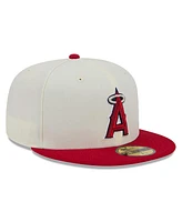 New Era Men's Cream Los Angeles Angels Evergreen Chrome 59FIFTY Fitted Hat