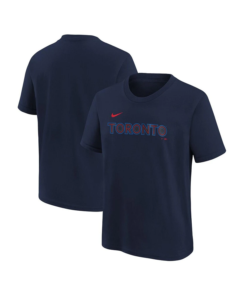 Nike Big Boys and Girls Navy Toronto Blue Jays 2024 City Connect Wordmark T-Shirt