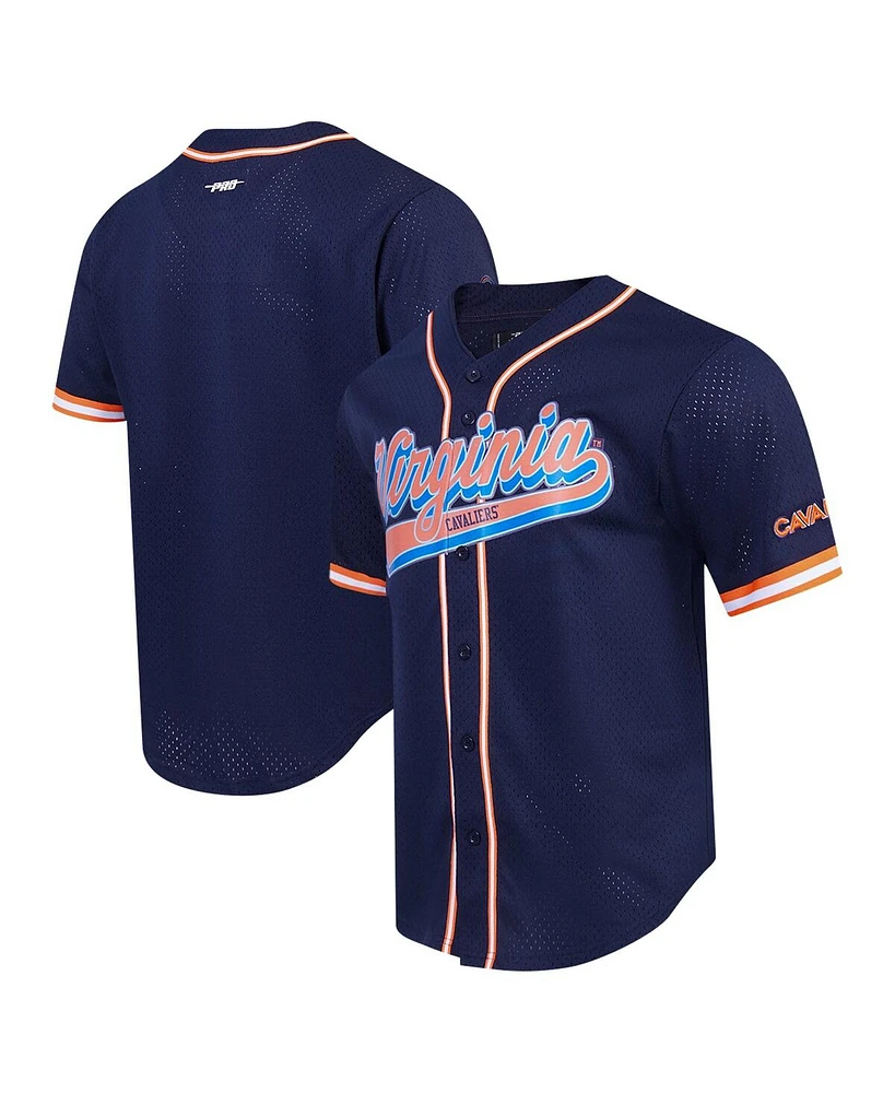 Pro Standard Men's Navy Virginia Cavaliers Mesh Full-Button Replica Baseball Jersey