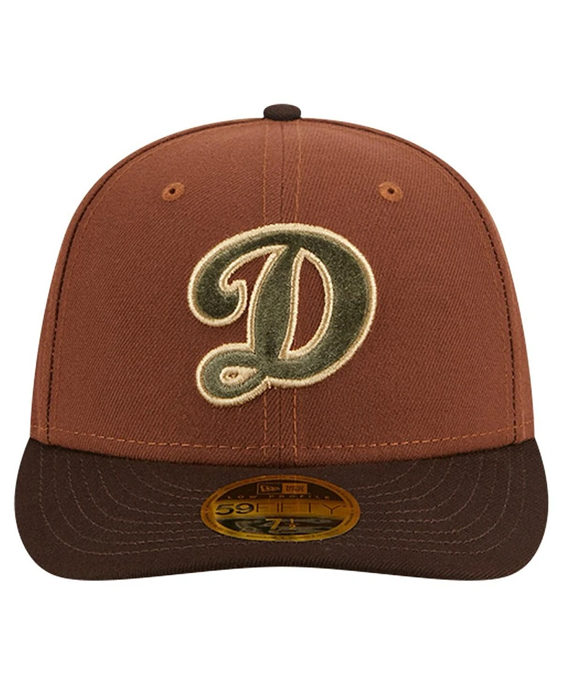 New Era Men's Brown Los Angeles Dodgers Velvet Logo Fill Low Profile 59FIFTY Fitted Hat