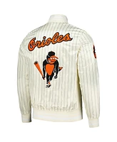 Pro Standard Men's Cream Baltimore Orioles Cooperstown Collection Pinstripe Retro Classic Satin Full-Snap Jacket