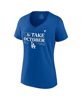 Fanatics Women's Royal Los Angeles Dodgers 2023 Postseason Locker Room V-Neck T-Shirt