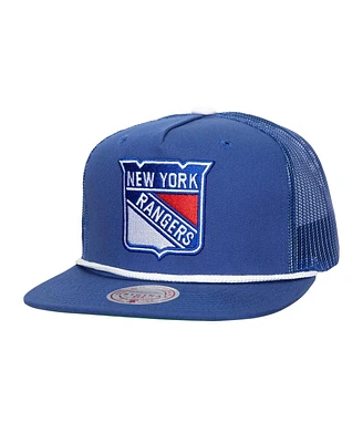 Mitchell & Ness Men's Blue New York Rangers Roper Trucker Snapback Hat