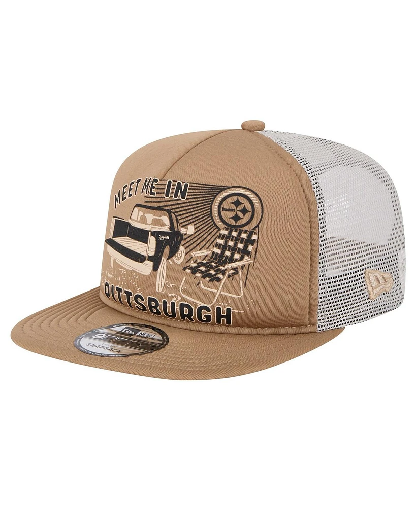 New Era Men's Tan Pittsburgh Steelers Meet Me 9FIFTY Snapback Hat