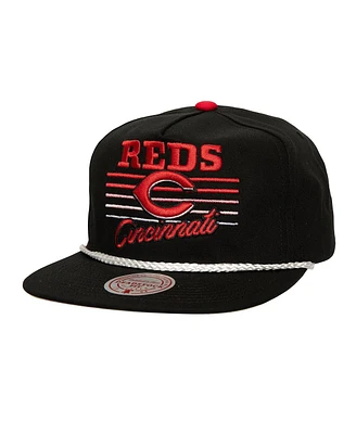 Mitchell & Ness Men's Black Cincinnati Reds Radiant Lines Deadstock Snapback Hat