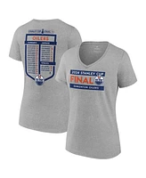 Fanatics Women's Heather Gray Edmonton Oilers 2024 Stanley Cup Final Plus V-Neck Roster T-Shirt