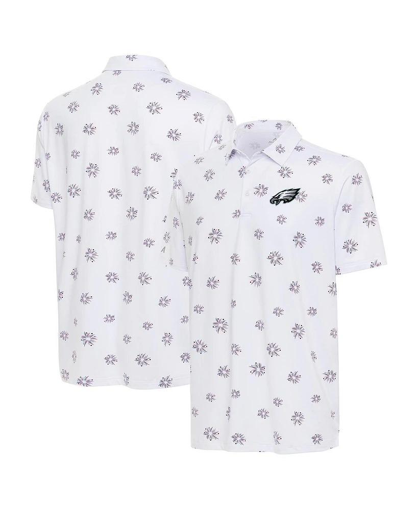 Antigua Men's White Philadelphia Eagles Fireworks Polo