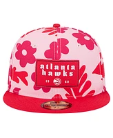 New Era Men's Red Atlanta Hawks Palm Fronds 2-Tone 59FIFTY Fitted Hat