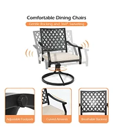 Slickblue 2 Pieces Patio 360° Swivel Dining Chairs with Rocker and Cushioned Armrest-Beige