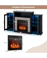 Fireplace Tv Stand with Led Lights & Electric For 65" Wall-Mounted