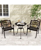 Costway Cast Aluminum Patio Chairs Outdoor Dining with Armrests & Curved Seats