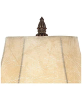 Rosslyn Rustic French Country Swing Arm Wall Lamps Set of 2 Bronze Plug-In Light Fixture Faux Leather Bell Shade for Bedroom Bedside House Reading Liv