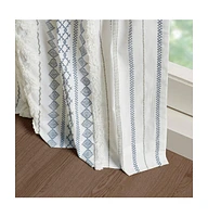 Ink+Ivy Cotton Printed Curtain Panel with Chenille Stripe and Lining