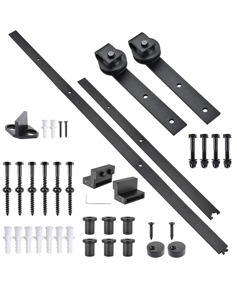 Aquaterior 6.6 Ft Sliding Barn Door Hardware Kit Closet Hang Style Track Rail