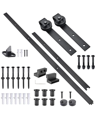 Aquaterior 6.6 Ft Sliding Barn Door Hardware Kit Closet Hang Style Track Rail