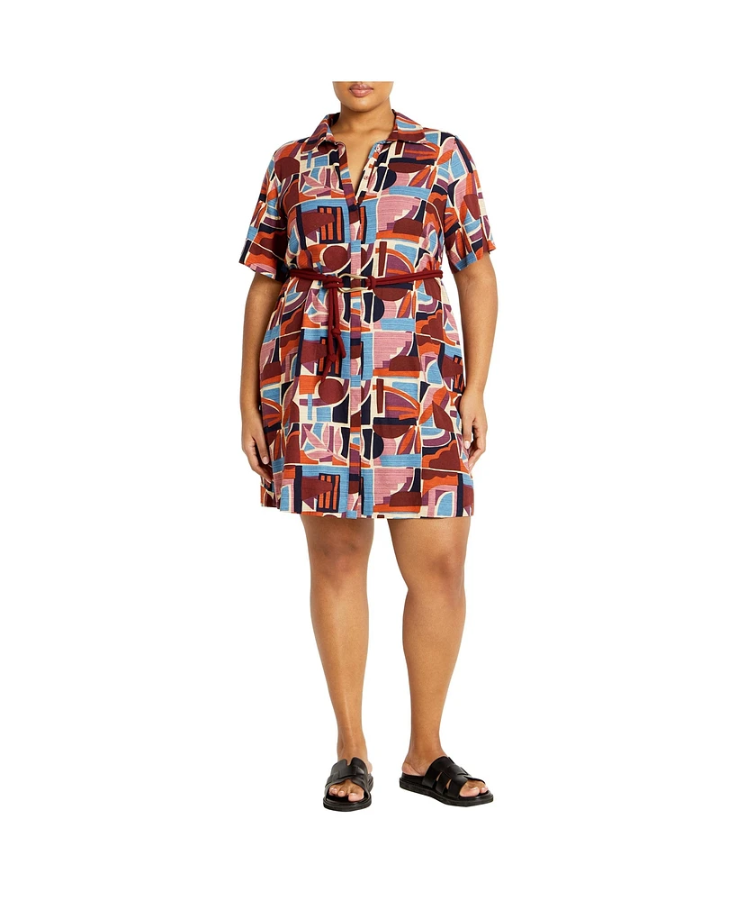 City Chic Plus Amara Print Mini Dress