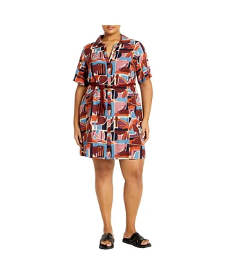 City Chic Plus Amara Print Mini Dress