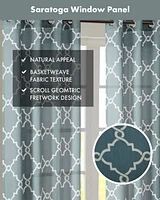 Madison Park Saratoga Fretwork Print Grommet Top Window Curtain Panel