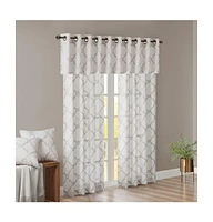 Madison Park Saratoga Fretwork Print Grommet Top Window Valance for Bedroom, 18 inch valances for windows for Living Room, Width 50 length 18 inches,