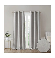 SunSmart Como Tonal Printed Faux Silk Room Darkening Curtain for Bedroom, Grommet Top Design Panels Pair Living Room, Width 42 length 95 inches 2