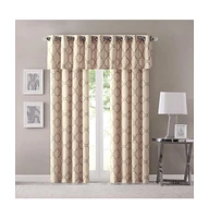 Madison Park Saratoga Fretwork Print Grommet Top Window Valance for Bedroom, 18 inch valances windows Living Room, Width 50 length inches,