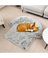 Costway Plush Calming Dog Couch Bed with Anti-Slip Bottom Mat for Large Dogs & Cats