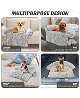 Costway Plush Calming Dog Couch Bed with Anti-Slip Bottom Mat for Large Dogs & Cats