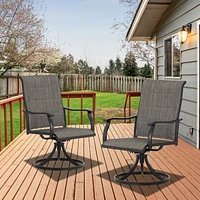 Aoodor Outdoor 360-degree Swivel Dining Chairs Set of 2, Ergonomic Designed, Breathable, Durable High Back Textilene Chair for Lawn Garden, Backyard,