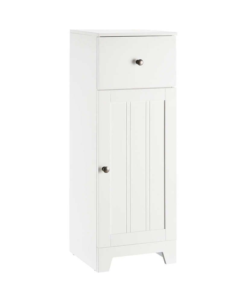 Kleankin Short Bathroom Storage Cabinet, Cabinet Organizer with 1 Drawer and Adjustable Shelf for Living Room, White