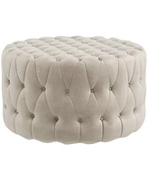 Homcom Button Tufted Ottoman Foot Stool with Velvet-feel Upholstery