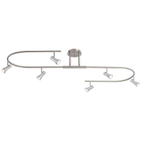 Pro Track U-Shape 6-Head Led Ceiling Track Light Fixture Kit Spot-Light GU10 Adjustable Silver Brushed Nickel Finish Modern Kitchen Bathroom Living Ro