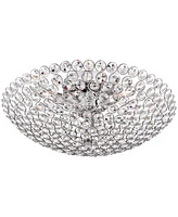 Possini Euro Design Geneva Luxury Close To Ceiling Light Flush Mount Fixture 16" Wide Chrome Clear Crystal Glass Beads Bowl Shade for Bedroom Hallway