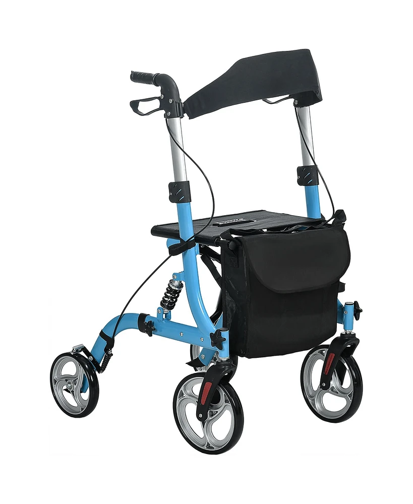 Homcom Rollator Walker with Seat and Backrest, Blue