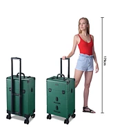 Byootique Rolling Makeup Train Case Cosmetic Organizer Trolley 2 Drawer Lockable