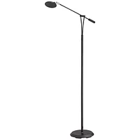 Arnie Traditional Farmhouse Industrial Farmhouse Pharmacy Light Floor Lamp Standing Led 62" Tall Sleek Black Metal Chrome Adjustable Arm Round Sh