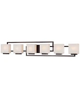 Possini Euro Design Lighting on the Square Modern Wall Light Bronze Brown Metal Hardwired 45" Wide 6