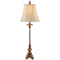 Regency Hill Juliette 36 1/2" Tall Skinny Large Buffet Traditional End Table Lamps Set of 2 Brown Light Bronze Finish Fabric Shade Living Room Bedroom