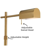 Possini Euro Design Gazette Traditional Pharmacy Floor Lamp Standing 60" Tall Warm Gold Adjustable Height Swivel Head Metal Shade Decor for Living Fam