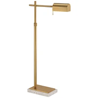 Possini Euro Design Gazette Traditional Pharmacy Floor Lamp Standing 60" Tall Warm Gold Adjustable Height Swivel Head Metal Shade Decor for Living Fam