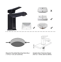 Yescom Aquaterior Contemporary 1 Hole Bathroom Square Faucet Vanity Sink Cold & Hot Water Orb