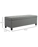 Homcom Storage Ottoman Bench with Linen Fabric Upholstery